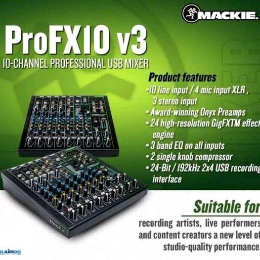 Mixer Audio Mackie Profx10V3 10 Channel Mixer Mackie Pro Fx10V3 Profx10 V3 Original