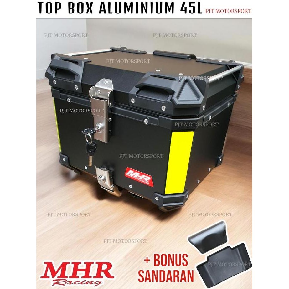 Top Box Motor Alumunium Pannier 45Liter Black Free Baseplate MHR