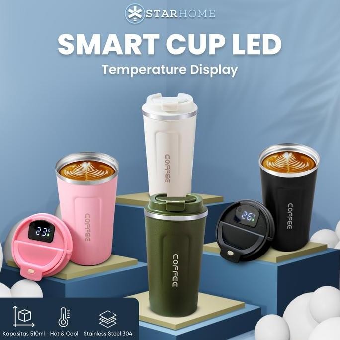 Tumbler Cup LED Termos Cangkir Gelas Kopi Suhu Tahan Panas Dingin HC