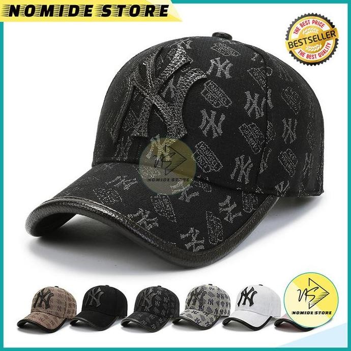 TERLARIS - Topi Pria Wanita Baseball NY Batik Visor Kulit Fashion Korea BSAO