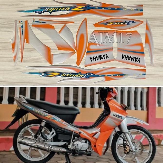 TERLARIS STIKER STRIPING JUPITER Z CW 2005 ORANGE SILVER