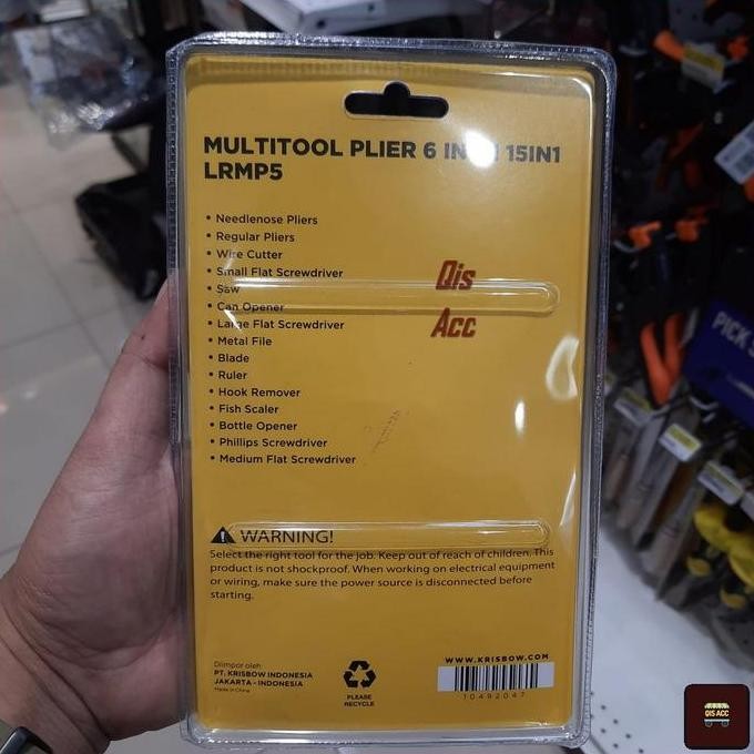 KRISBOW 15 In 1 Multitool Plier 6" Tang Lipat Multifungsi LRMP5