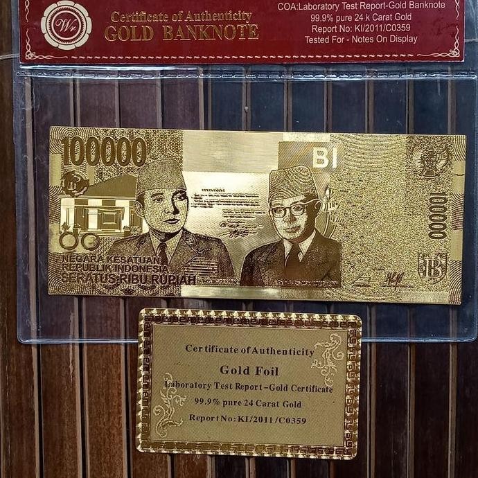 Ready Uang Kuno 100000 Gold Foil Emas