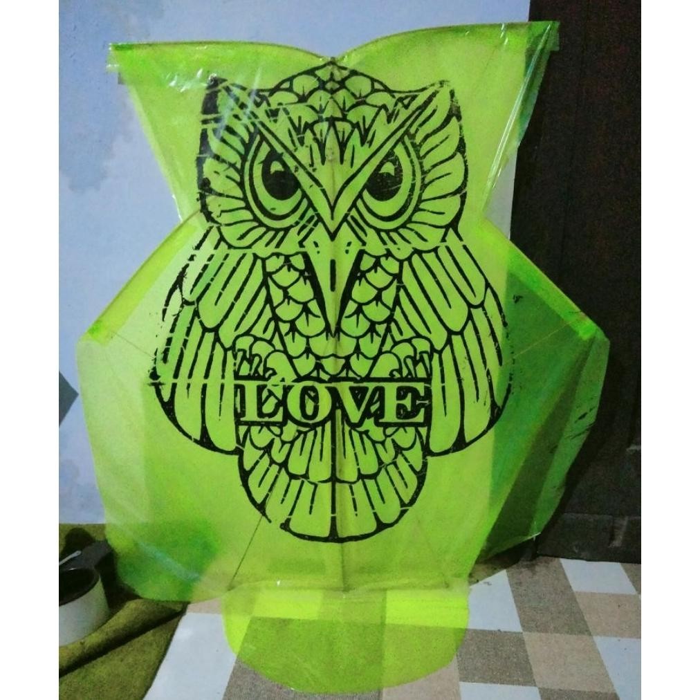 we-12 gh-45 Layangan Celepuk Burung Hantu Plastik 70x80 Cm Termurah Murah
