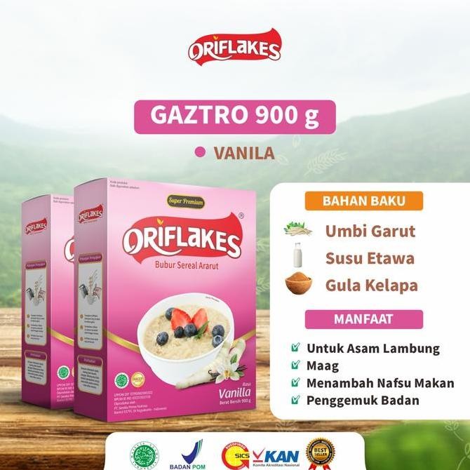 

Oriflakes Gastro 900Gr - Sereal Umbi Garut Gula Aren Atasi Maag Gerd Asli