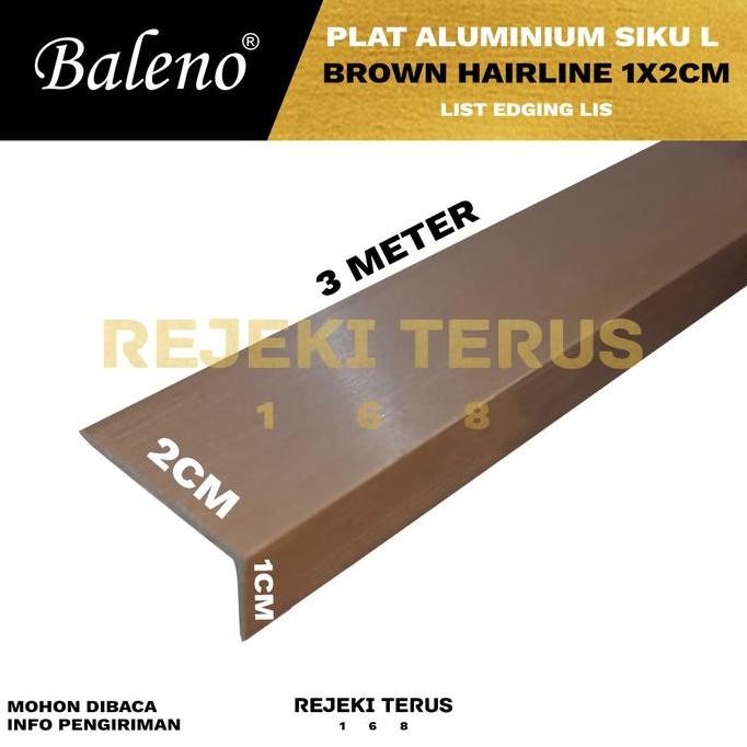 Plat Siku Aluminium L  Brown HL 1 x 2 cm List Edging Lis Lemari Strip