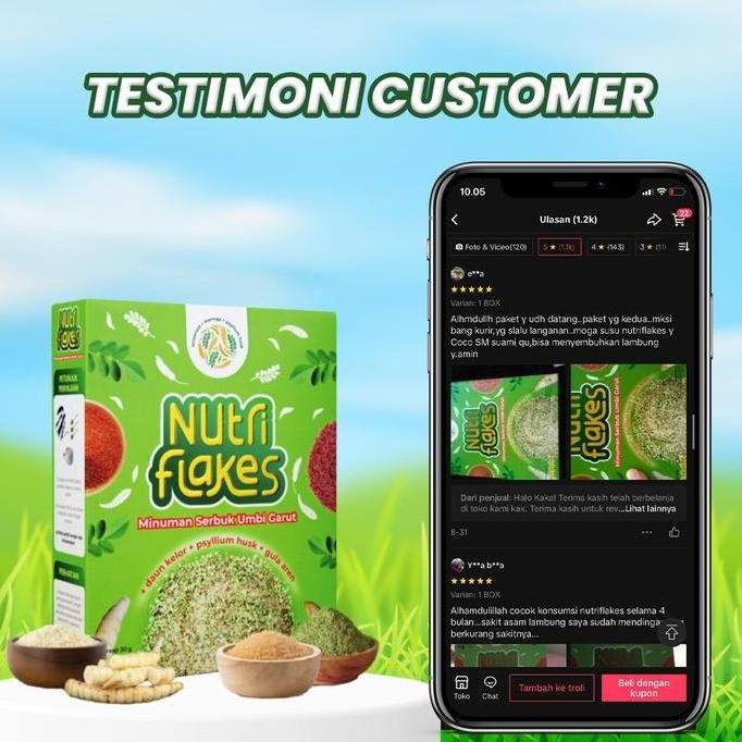 

Nutriflakes Paket 3 Box Original 280G | Sereal Umbi Garut Kelor Granola Bpom Halal Asli