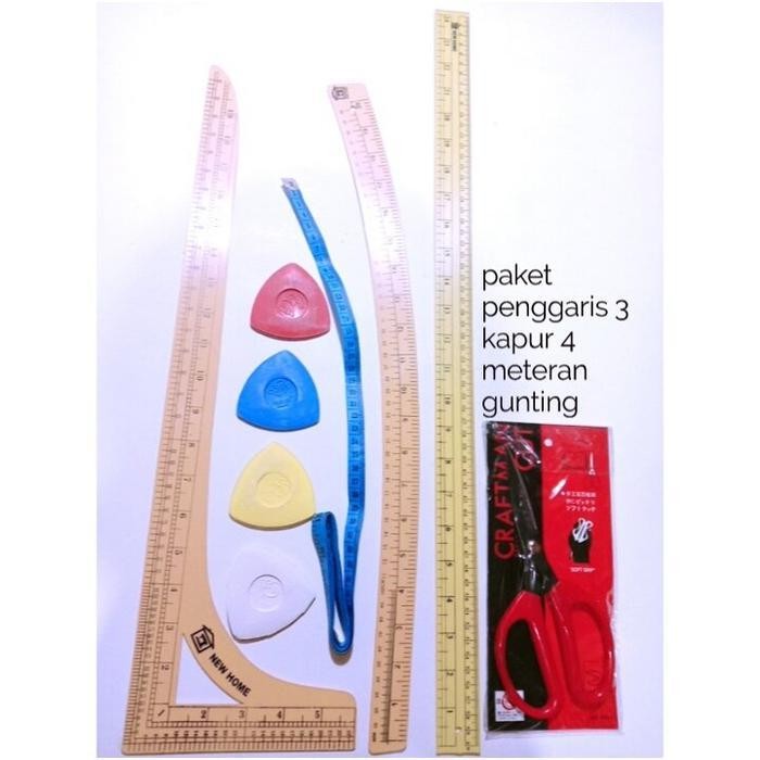 

Penggaris Pola Jahit 1 Set /Paket Penggaris 3 Kapur 4 Meteran Gunting / Kebutuhan Menjahit / Alat Potong / Alat Mesin Jahit