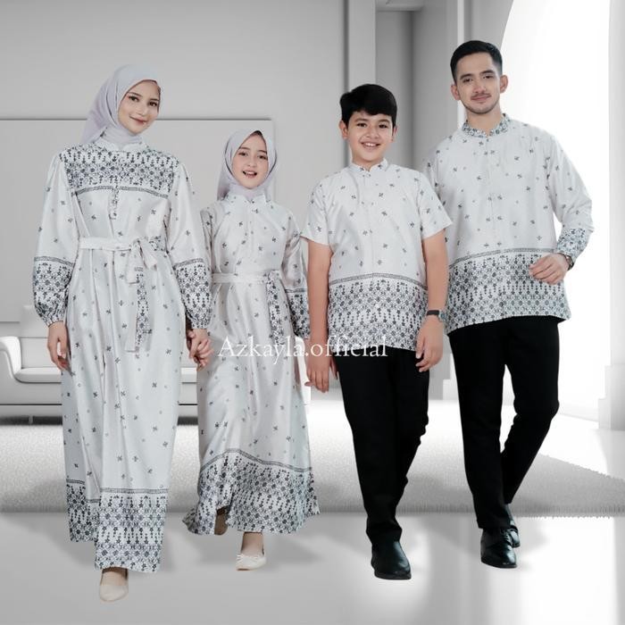 Bsh Azkayla Family Set Sarimbit Keluarga Baju Muslim Lebaran Gamis Couple Koko Motif Terbaru Bahan S