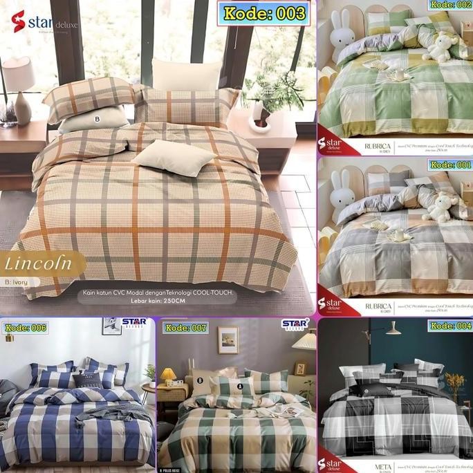 Kain Bahan Sprei Meteran Katun CVC Motif Kotak Kotak Minimalis