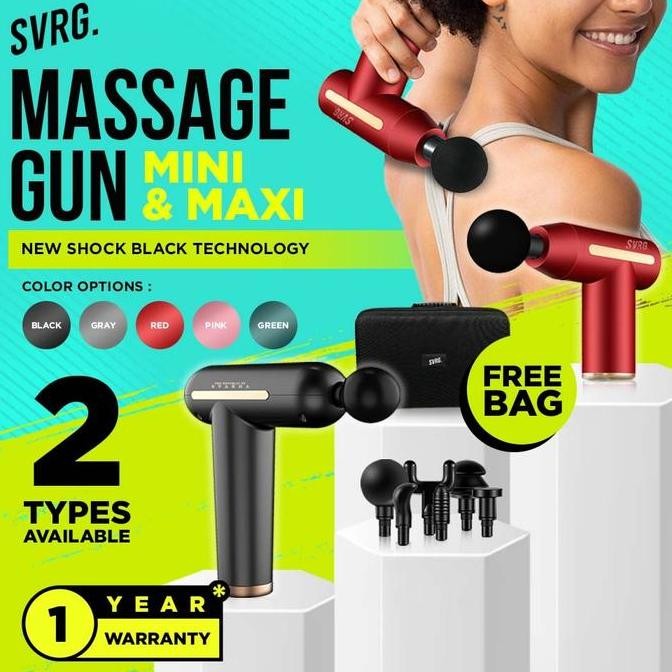 Original Svarga Massage Gun 6 in 1 Alat Pijat Portable Deep Tissue Massage Gun