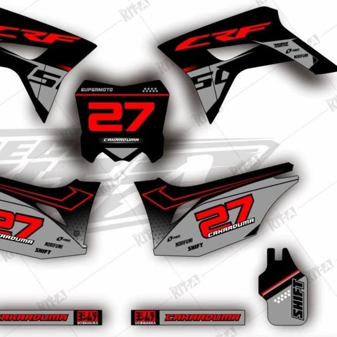 Decal Honda CRF 150L HITAM ABU LIST MERAH