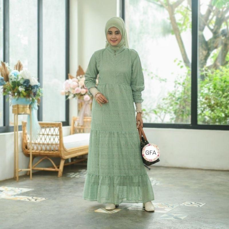 Bsh Baju Couple Kebaya Batik Keluarga Warna Hijau Sage Set Pakaian Sarimbit Brokat Seragam Big Size 