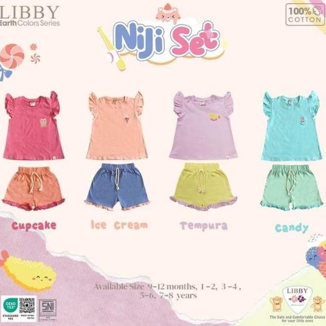 [ psg] NIJI SET GIRL SERIES LIBBY BABY , Set Cotton Sablon Mixed