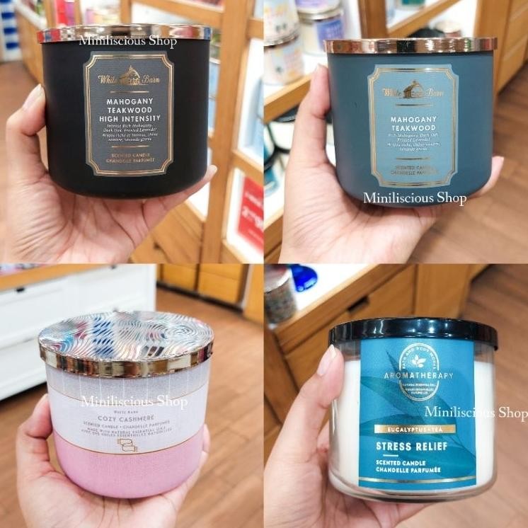 Bbw Candle Bath Body Works 3 Wi Candles Bbw Candle Lilin Aromatherapy Mahogany Teaood Stress Relief 