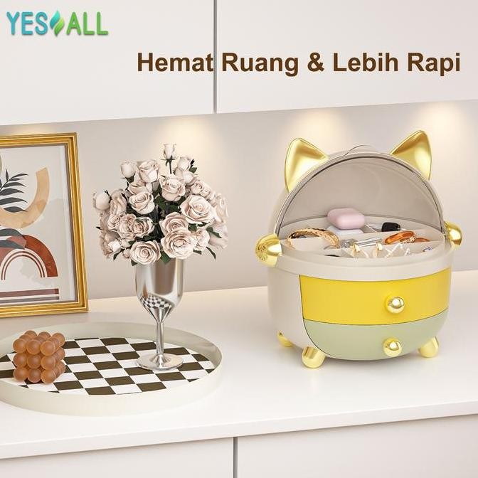 YESALL KOTAK PENYIMPANAN SERBAGUNA - RAK DEKORASI KUCING LACI MINI AESTHETIC RAK SKINCARE TEMPAT MAK