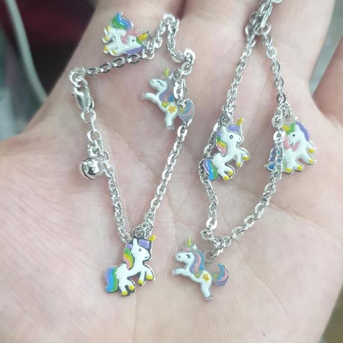 gelang anak white gold unicorn kuda pony emas asli putih 375 8k 14 cm