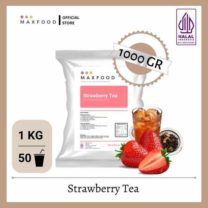 

Baru Maxfood Bubuk Strawberry Tea 1 Kg Powder Minuman Rasa Teh Stroberi