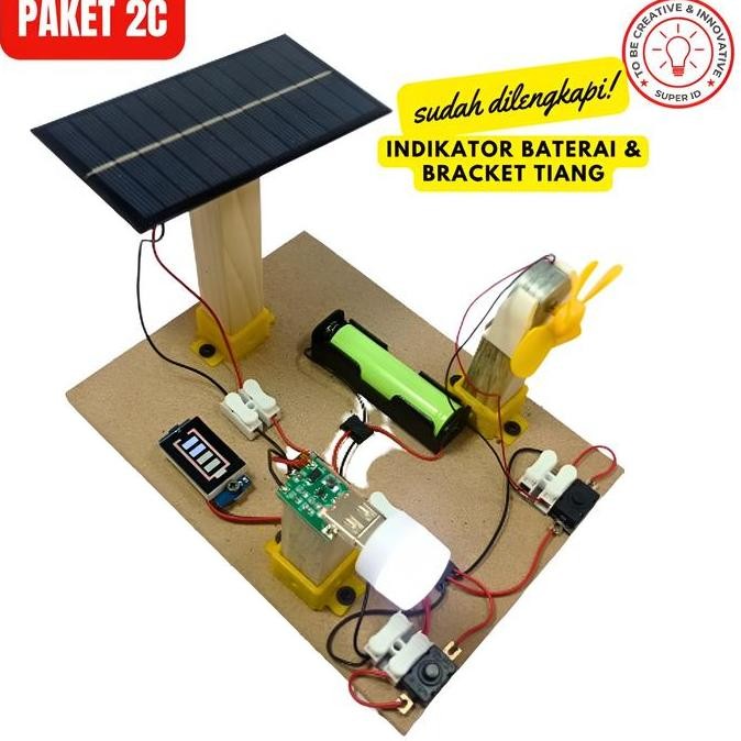 KIT EDUKASI PEMBANGKIT LISTRIK TENAGA MATAHARI SOLAR CELL PANEL SURYA PLTS GENERATOR MINI KIPAS TENA