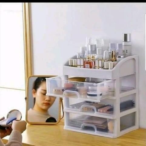 RAK TEMPAT KOSMETIK 2 LACI MAKE UP SUSUN PLASTIK SERBAGUNA