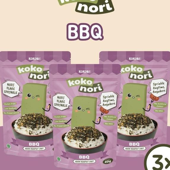

3Pcs Koko N Abon Rumput Laut Tabur Bbq Seaweed Flake Kokobi