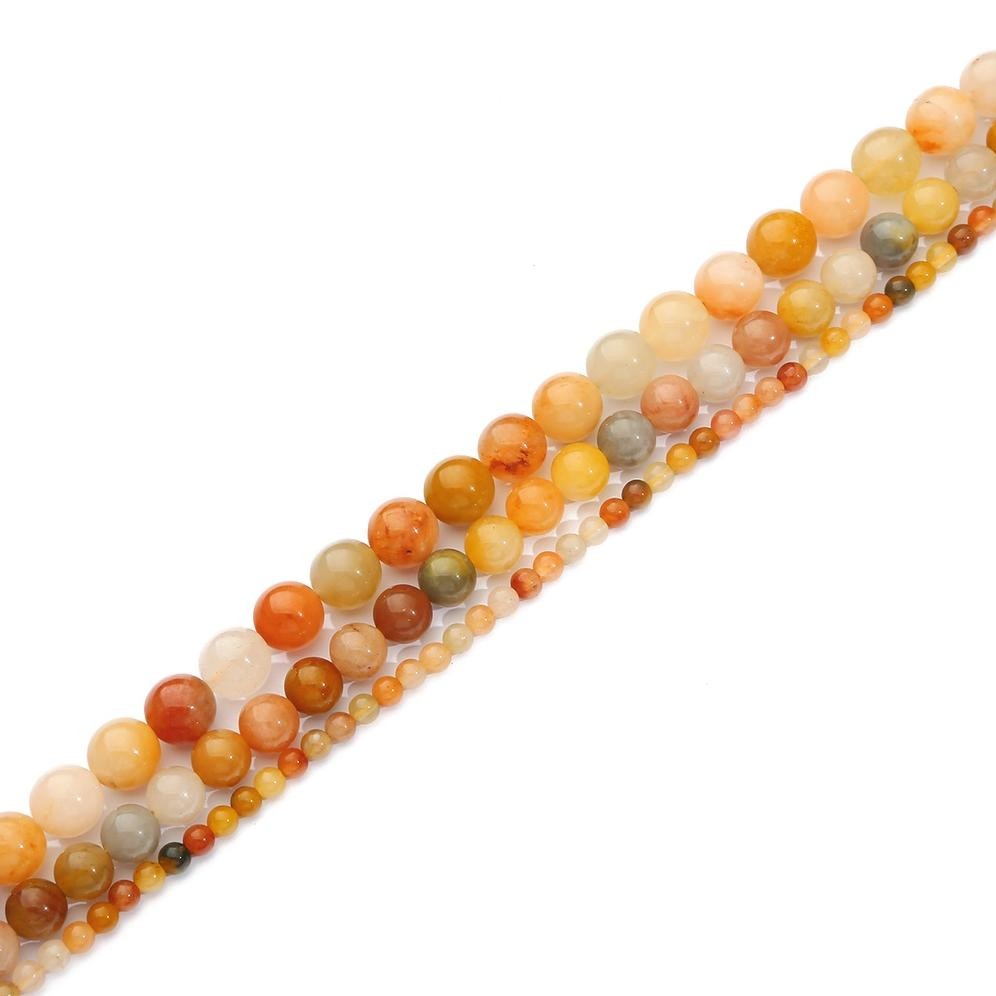 Uk-75 Sd-5 Batu Alam Giok Merah Emas Sutra Jade Imperial Stone Round Beads Untuk Wanita Diy Gelang K
