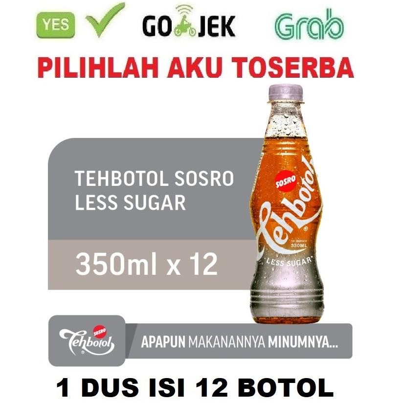 

SALE! TEH BOTOL SOSRO LESS SUGAR PET 350ML 1 DUS ISI 12 PCS MINUMAN RENDAH GULA