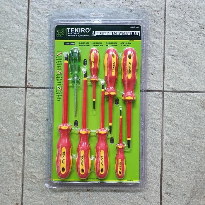 Obeng Elektrik Listrik Set 8 Pcs Tekiro Insulation Screwdriver Set Original Dan Terpercaya