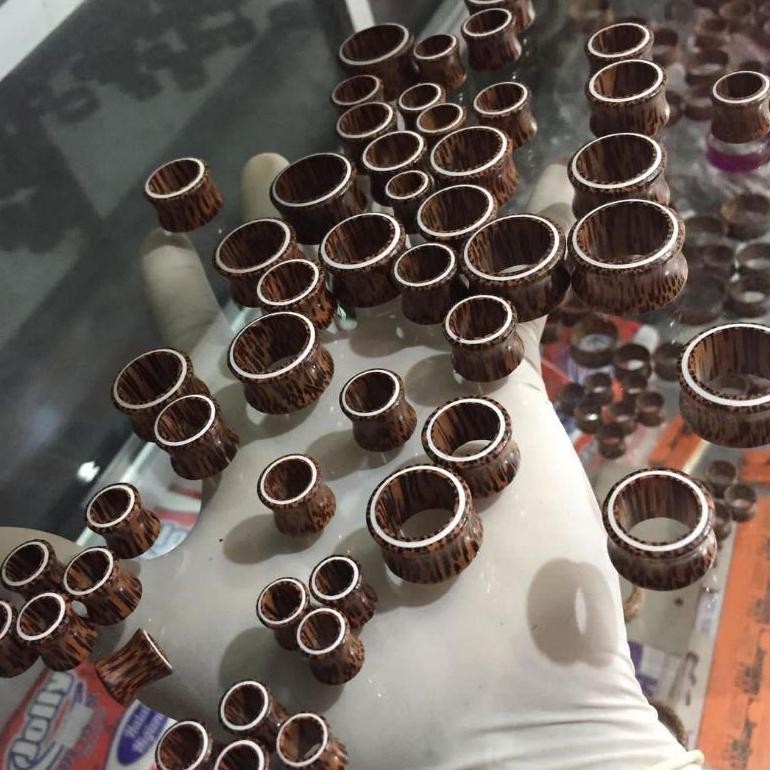 [Kecil Piercing Kayu-Earplug Kayu Coconut With Ring Gd-90