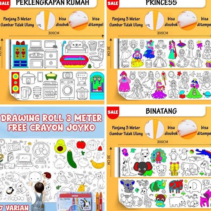 

mainan Drawing Roll Crayon (3 meter) / mainan buku gambar/ kado
