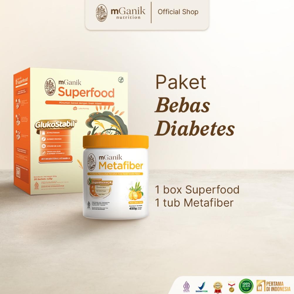 

Siap Kirim mGanik Pumpkin 500gr + Metafiber 450gr - Paket Superfood Diabetes & Pencernaan