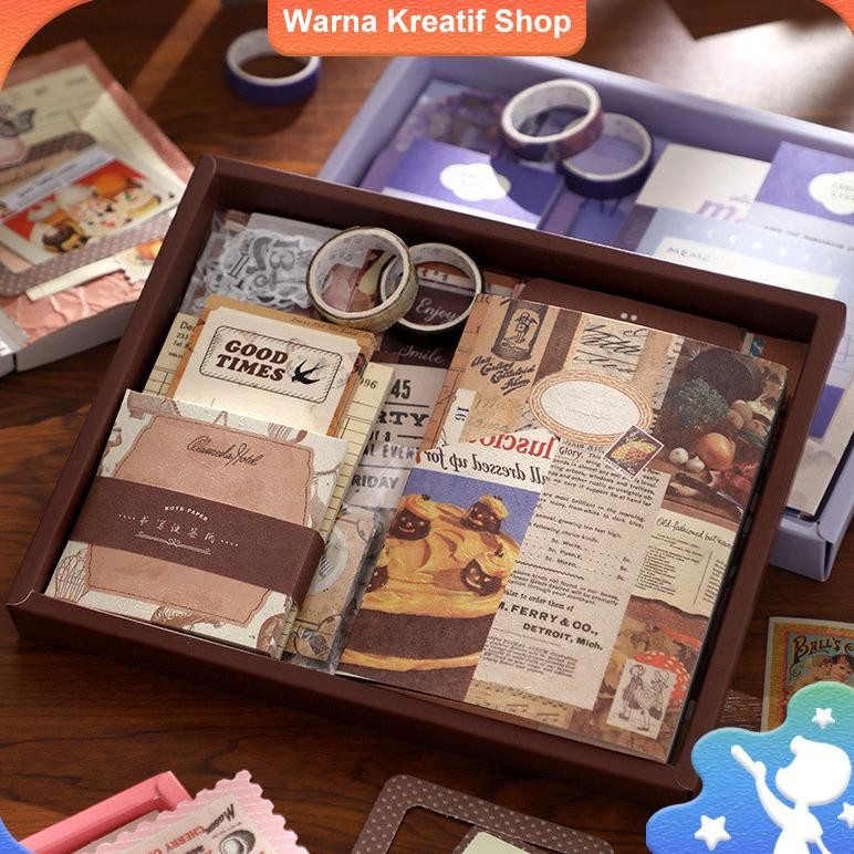 

Siap Kirim DIY Handmade Journal Kit | Paket Scrapbook Lucu + Stiker, Memo, Washi, Agenda