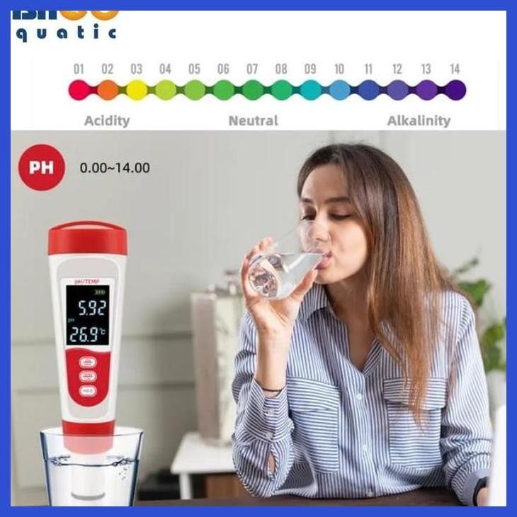 (RATUBEE) ALAT UKUR KUALITAS AIR WATER TEST 2 IN 1 PH, TEMP METER PERALATAN AQUARIUM IKAN AKUARIUM T