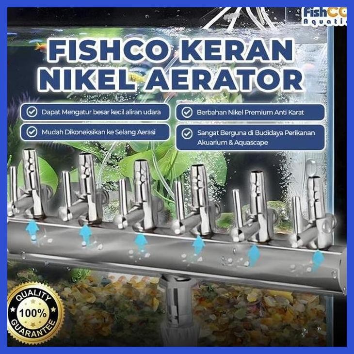 (RATUBEE) KERAN AERATOR NEKEL BESI/ STAINLESS SELANG UDARA 6 CABANG/ LUBANG PERALATAN AQUARIUM IKAN 