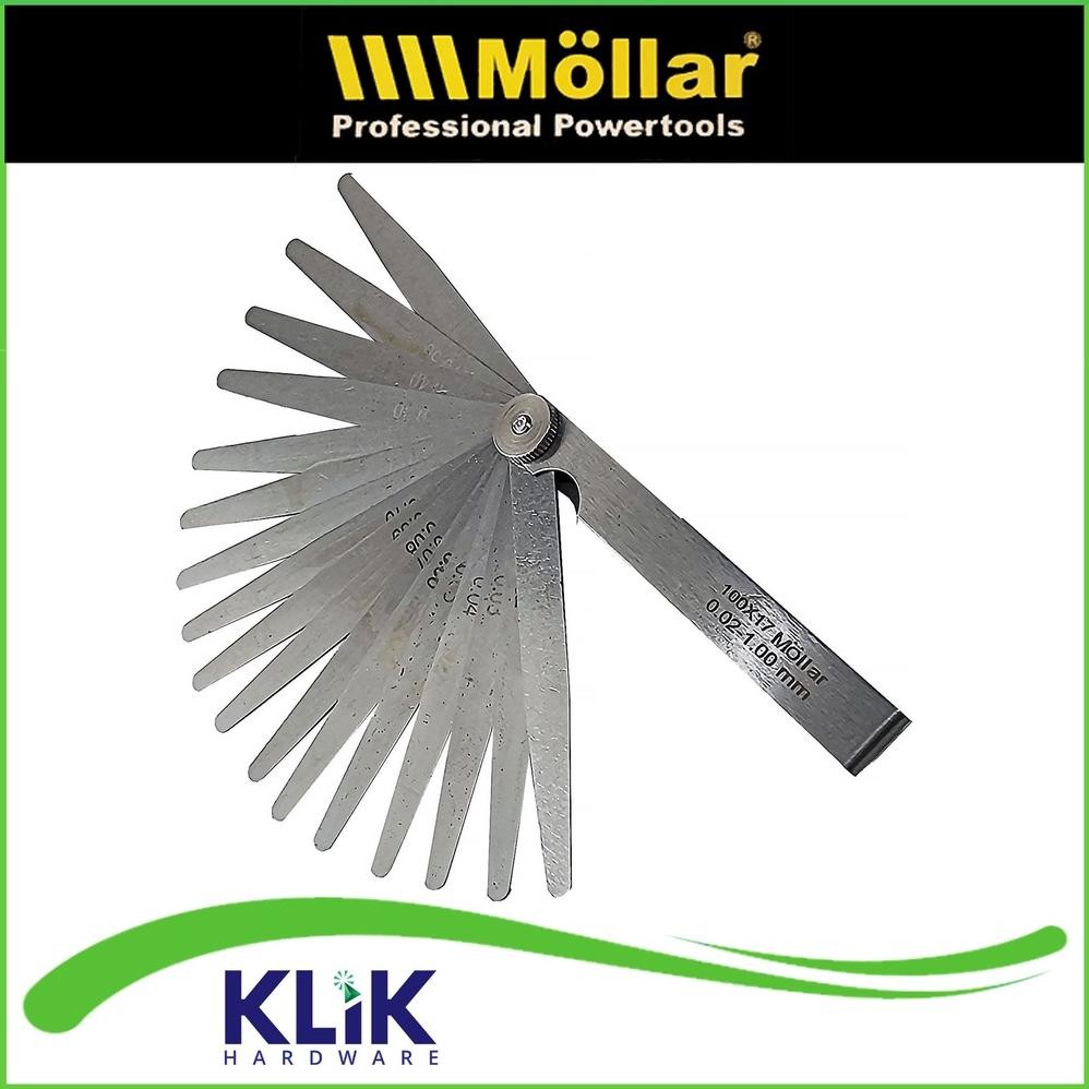 Berkualitas MOLLAR Stel Klep Fuller Blade 17 Pcs - Feeler Gauge 0.02 - 1 mm Motor Mobil 