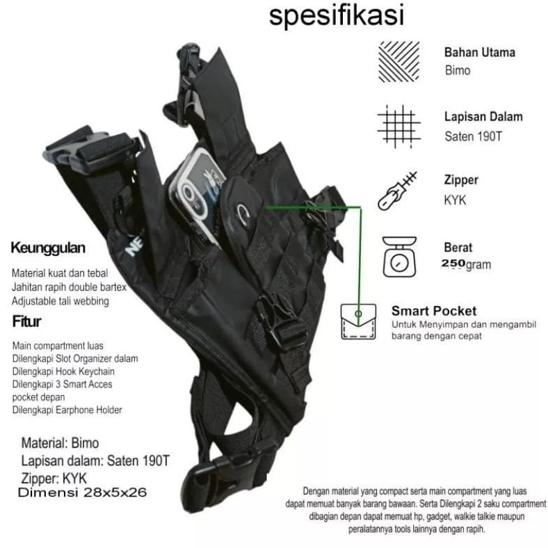 Hot Sale Chest Bag Tas Dada Rompi Asli Anti Air Original Baepack Tas Pelindung dada Grab Tas Rompi S