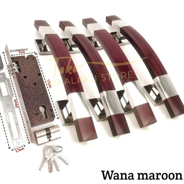 (Terbaru) (4biji) handle pintu rumah dan kunci set gagang model kotak sabit minimalis (Terlaris)