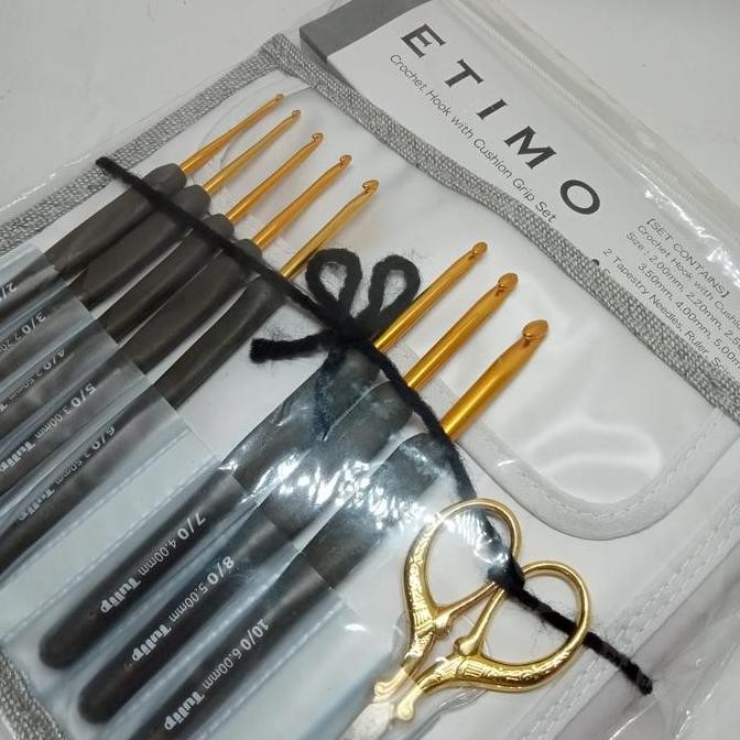 Hakpen Alat/Jarum Rajut Tulip Etimo Abu-Gold / Etimo Gray Crochet Set