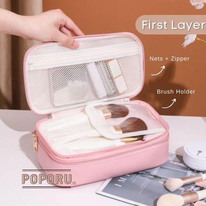 NEW POPORU KYLIE MAKE UP BAG - COSMETICS POUCH ORGANIZER FOR MAKE UP - TAS TEMPAT KOSMETIK - ROSE GO