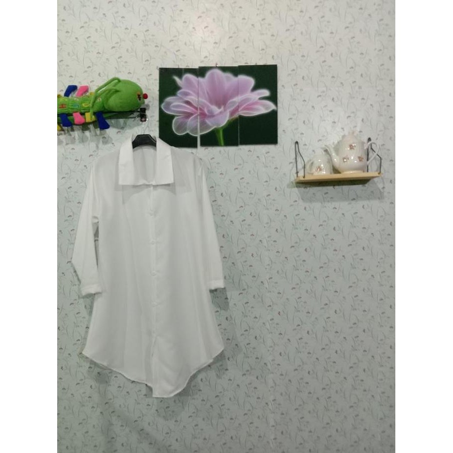 New LONG TUNIK KEMEJA WARNA HITAM KEKINIAN Kancing Kerah Atasan Wanita Panjang Muslim Remaja Dewasa