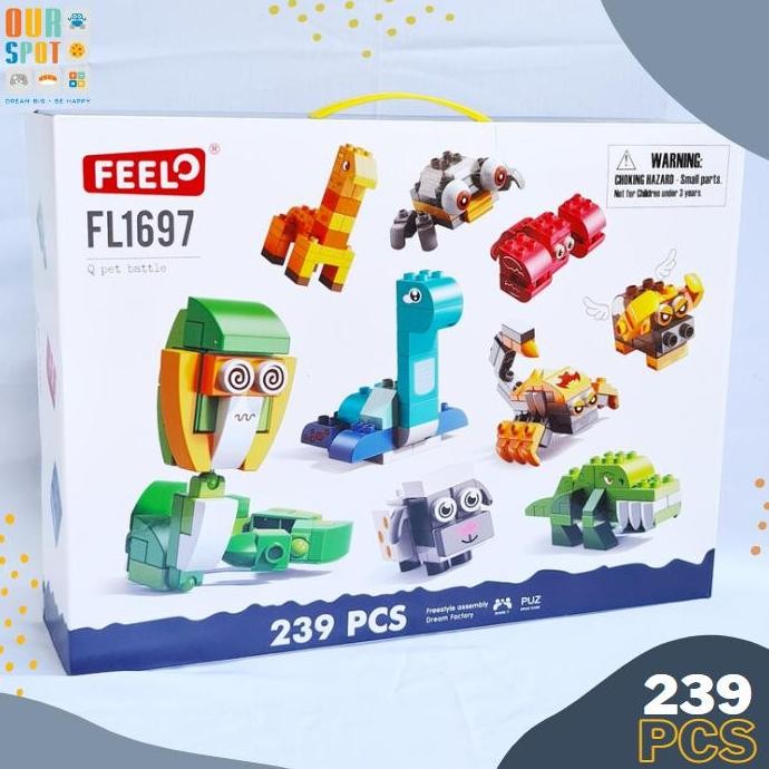 Feelo 239 Pcs Animal Building Blocks - Size