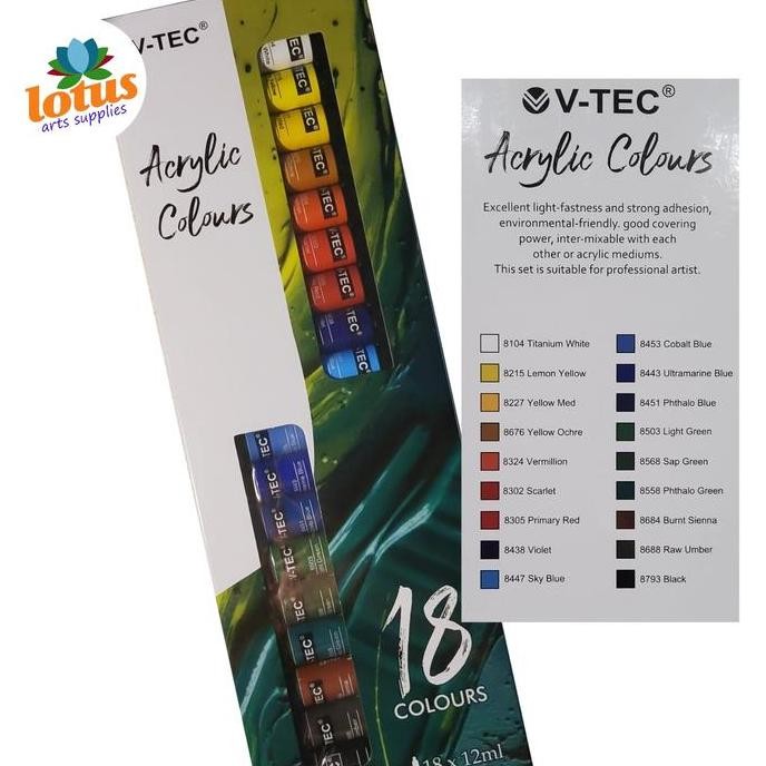 

V-Tec Acrylic Colour Set 18 Warna X 12Ml Tube