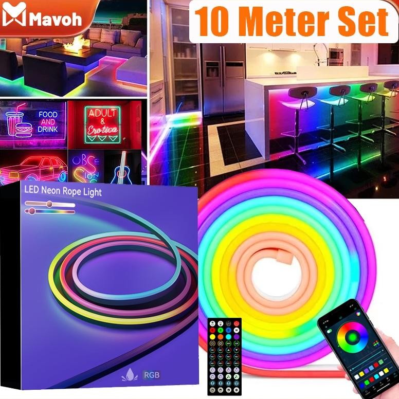 NEON FLEX RGB RUNNING 10Meter LED Running RGB App Control + Remote Control Neon Flex Rgb Lampu Neon 