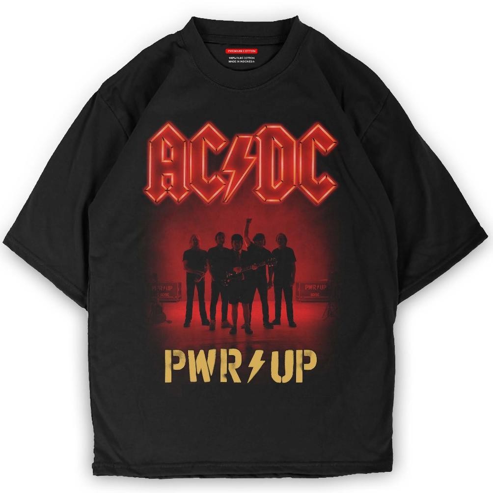 Promo Kaos Acdc Pwr Up Baju Band Acdc Metal Rock Tshirt Pria Wanita Oversize Murah