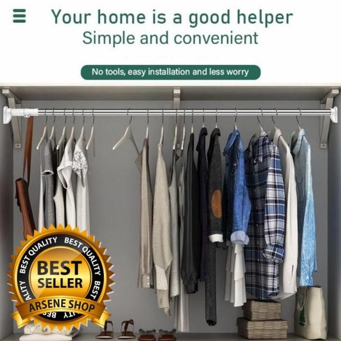 Tiang Gantungan Hanger Baju Flexible Tanpa Paku Horden Jemuran Gantung