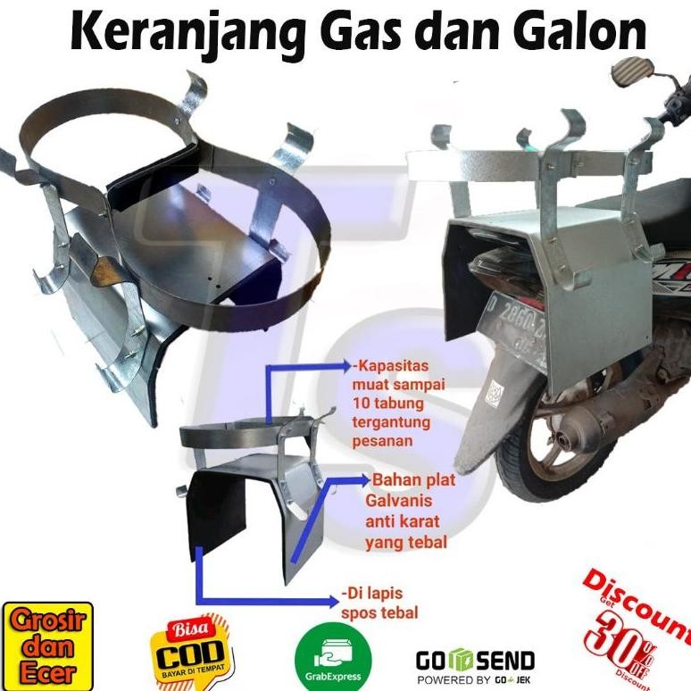 Keranjang Besi Gas 3 Kg / Keranjang Aqua Galon / Tabung Gas 3 Kg untuk Semua Jenis Motor Nugi