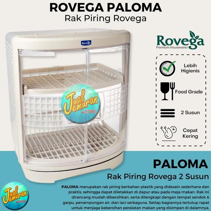 Rak Piring ROVEGA Tertutup 2 Susun Paloma Premium Dish Rack Food Grade