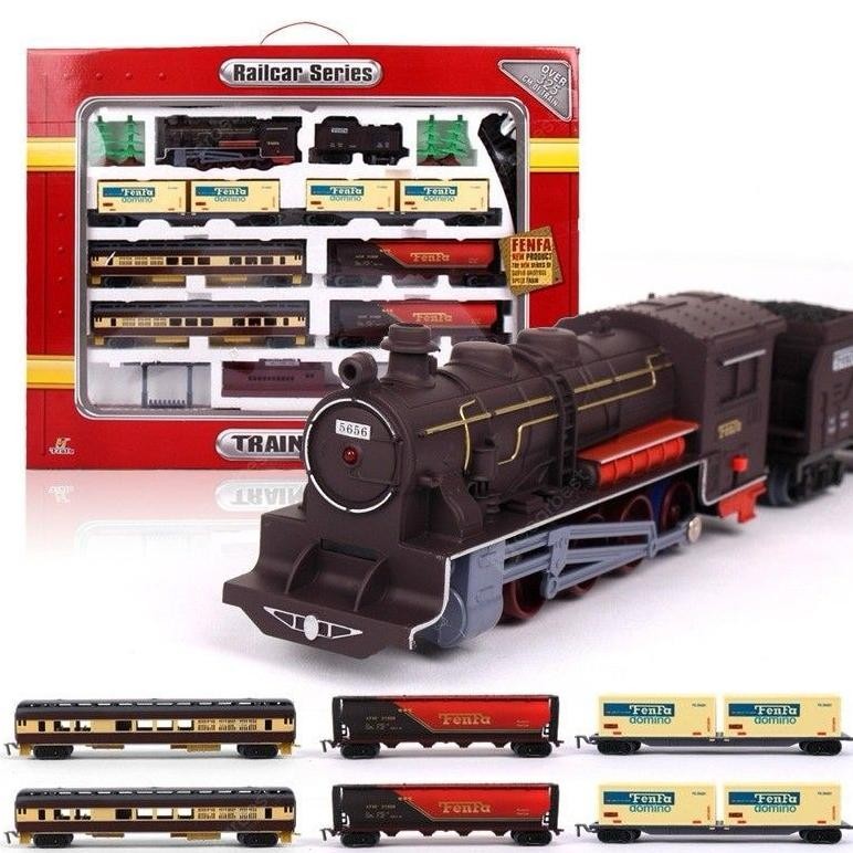 H-4 Super Jumbo Kereta Mainan Lokomotif Fenfa Railking Gerbong Rel Train Railcar Railway Station Ang