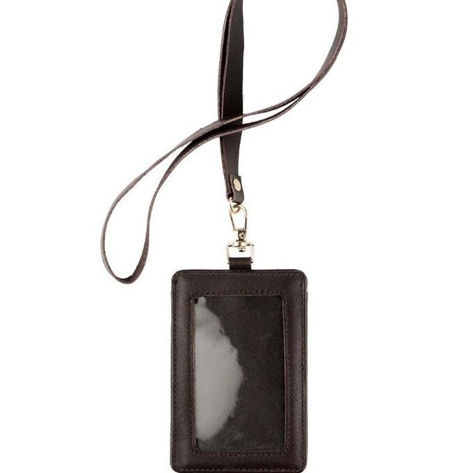

Starke Leather Lanyard Kulit Asli Gantungan Kartu Nama Id Card Holder Gantungan Name Tag Hustle Hog Brown