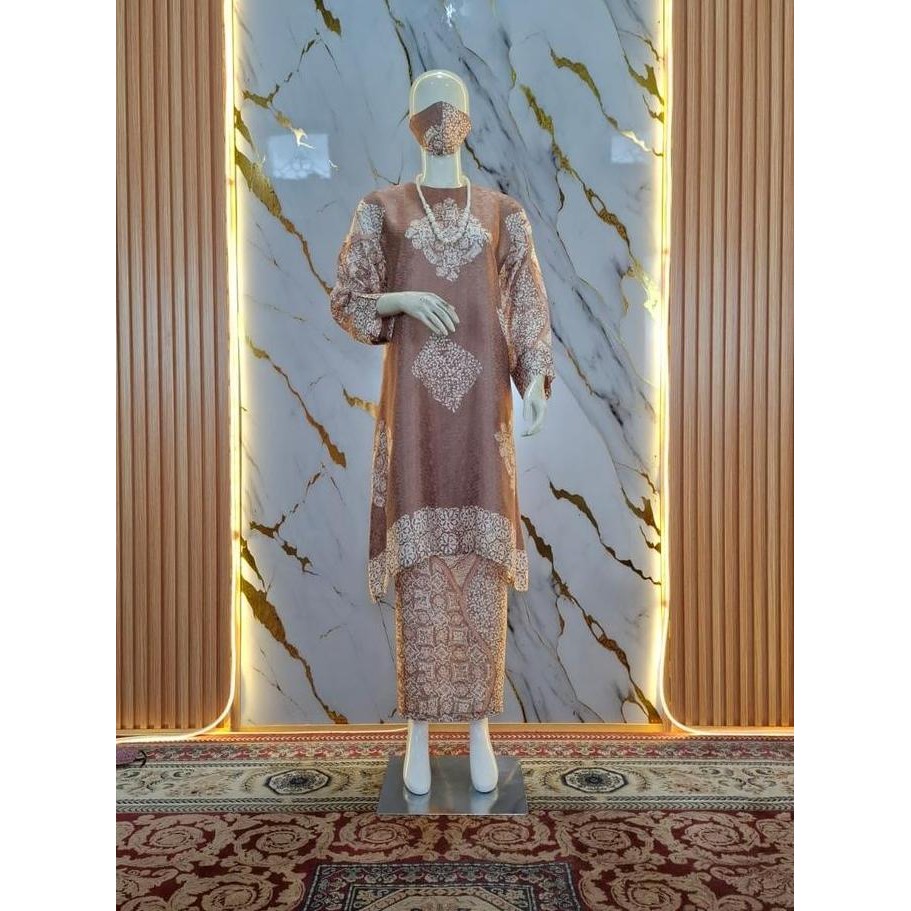 Set Batik Wanita Etnik Modern Tunik Kurung Melayu Viscose Semi Sutra Premium Model Set Rok Instant K